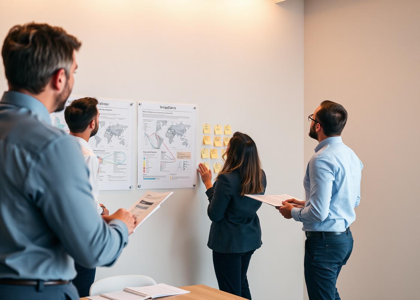 Team reviewing a transformation roadmap on a planning wall
